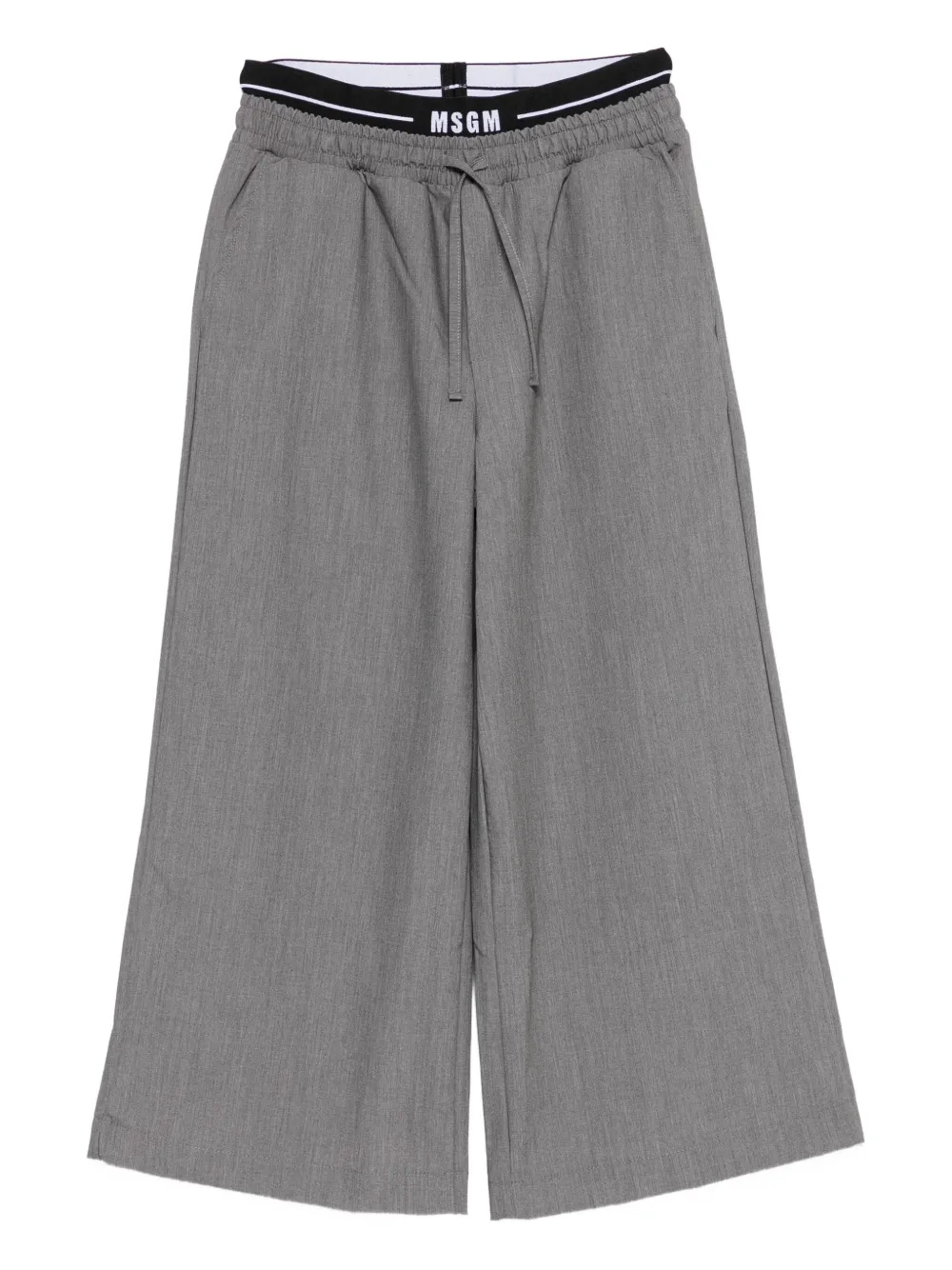 MSGM Kids elastic-waistband wide-leg trousers - グレー MSGM Kids elastic-waistband wide-leg trousers - グレー