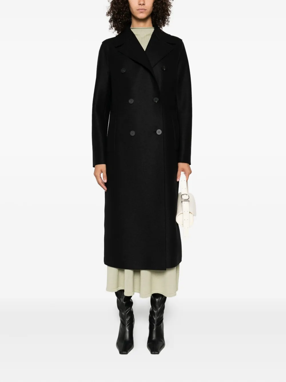 Harris Wharf London double-breasted wool coat Zwart