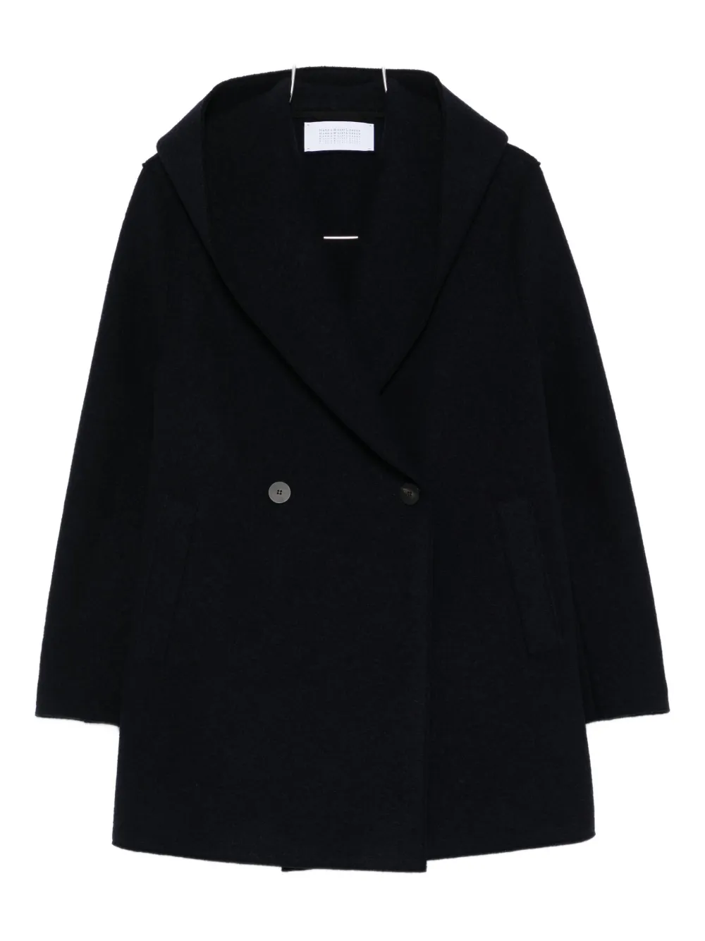 Harris Wharf London Boxy Blue Giacconi Coat With Oversized Collar In Blue