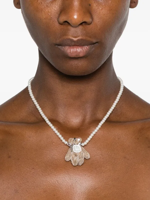 YVMIN teddy-bear Pearl Necklace | White | FARFETCH HK
