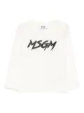 MSGM Kids logo-print long-sleeve T-shirt - Neutrals