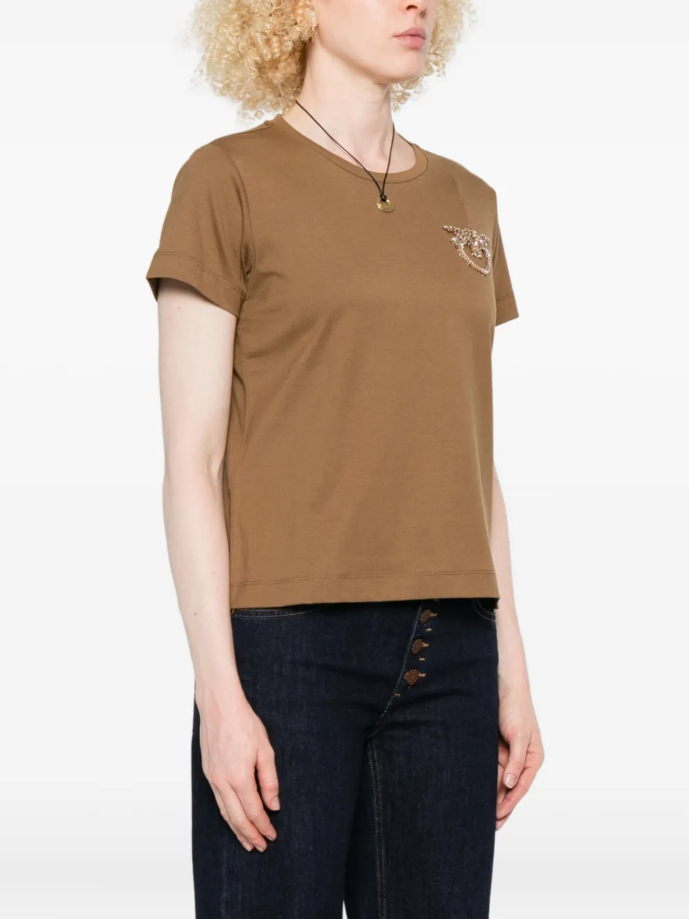 PINKO T-shirt met logo Bruin