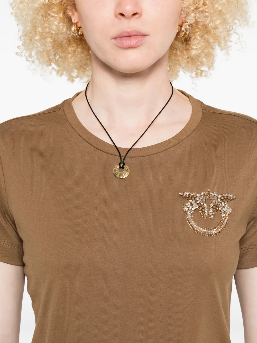 PINKO T-shirt met logo Bruin