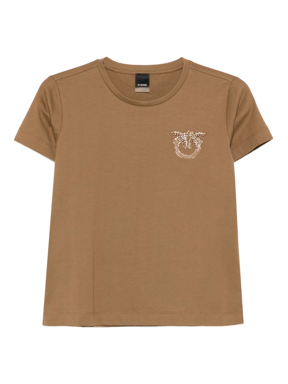 PINKO T-shirt met logo Bruin
