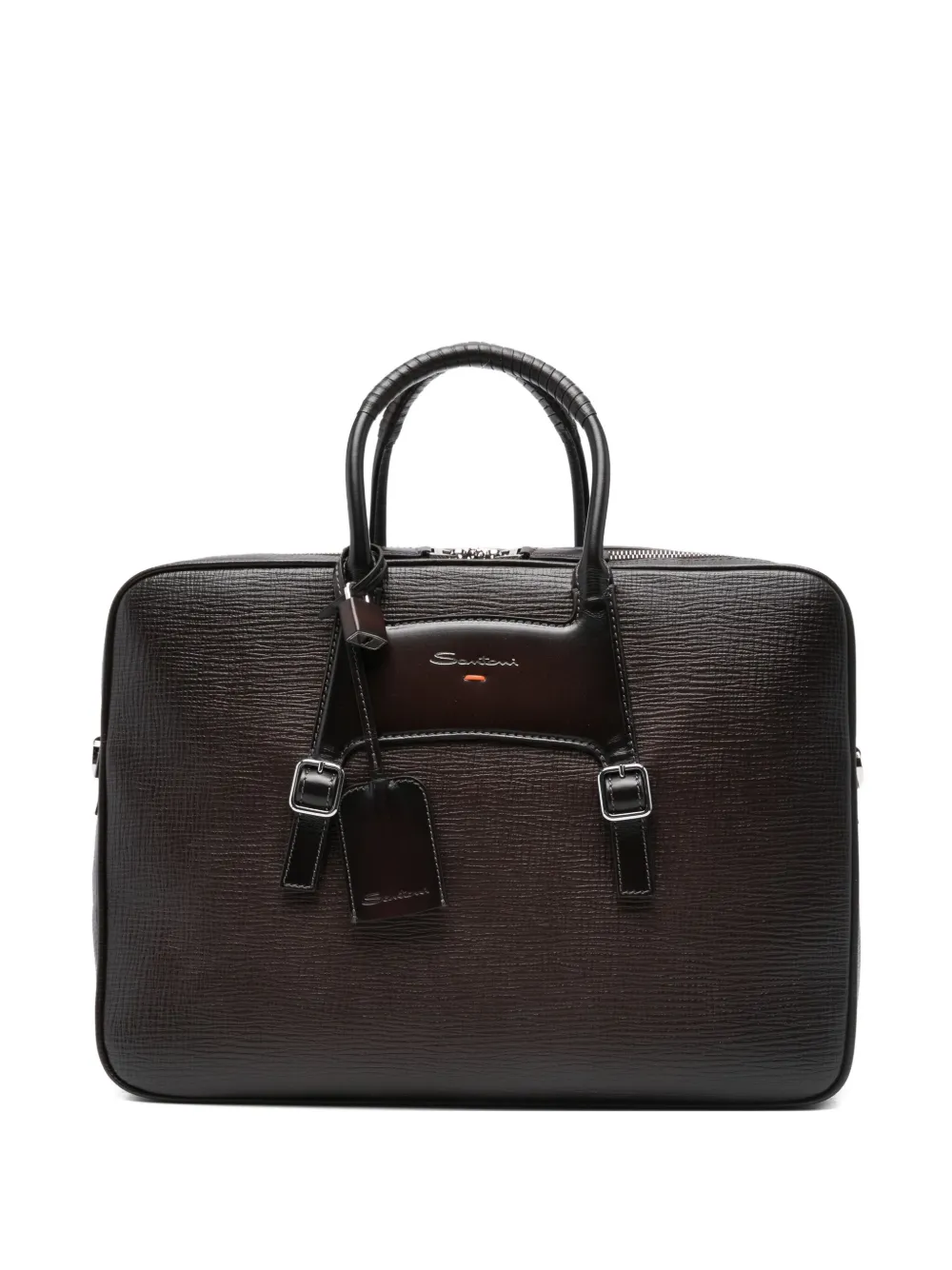 textured leather briefcase