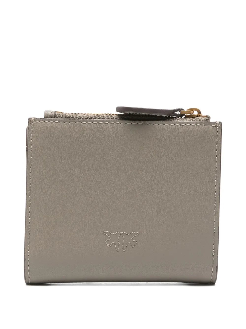 PINKO Compact leren portemonnee met ritssluiting Beige