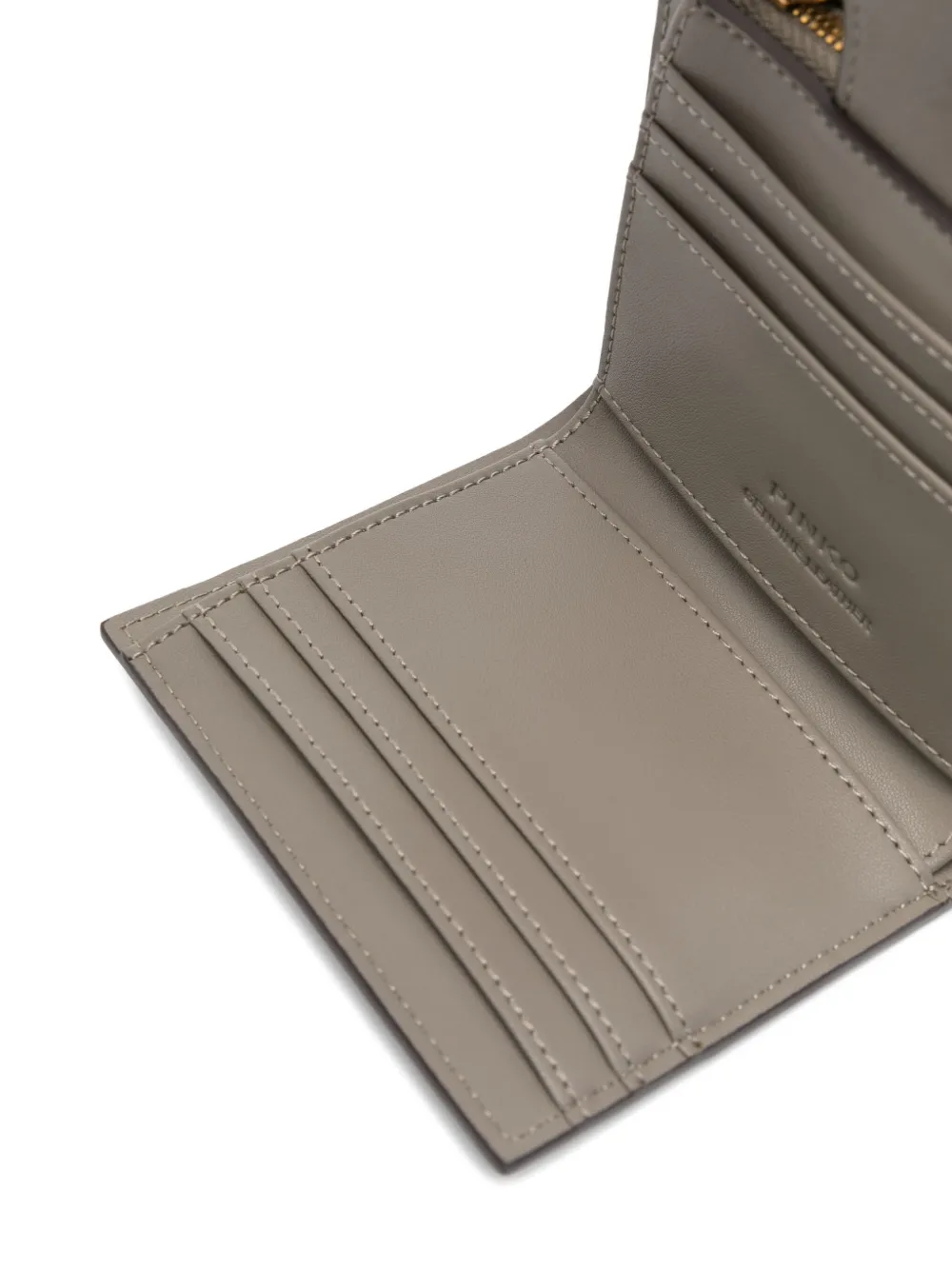 PINKO Compact leren portemonnee met ritssluiting Beige