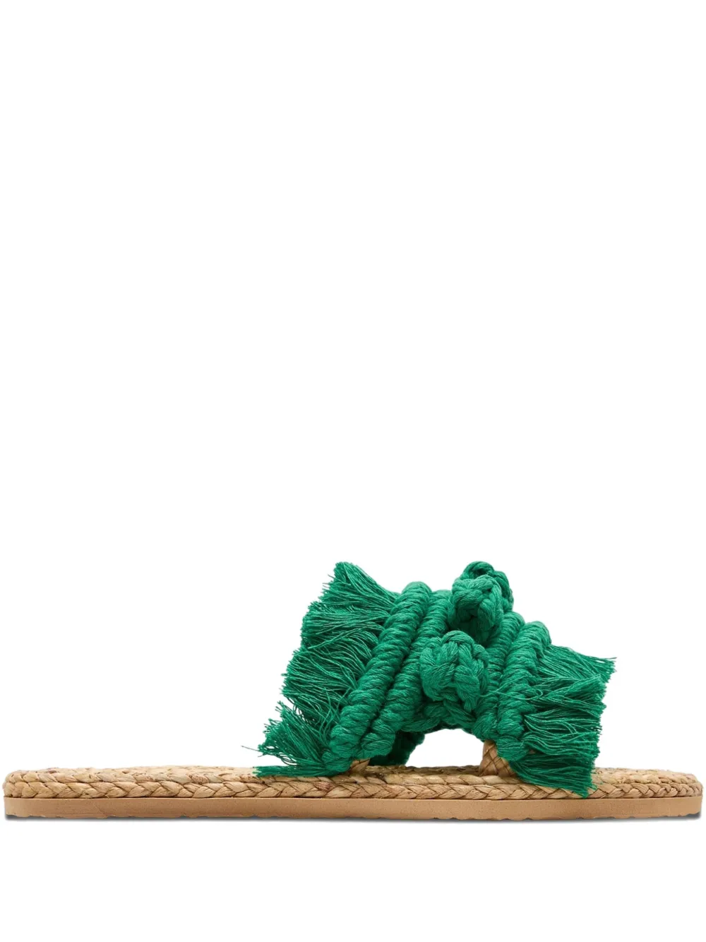 BAANSTRAW macramé fringe-knotted sandals | Green | Image 1