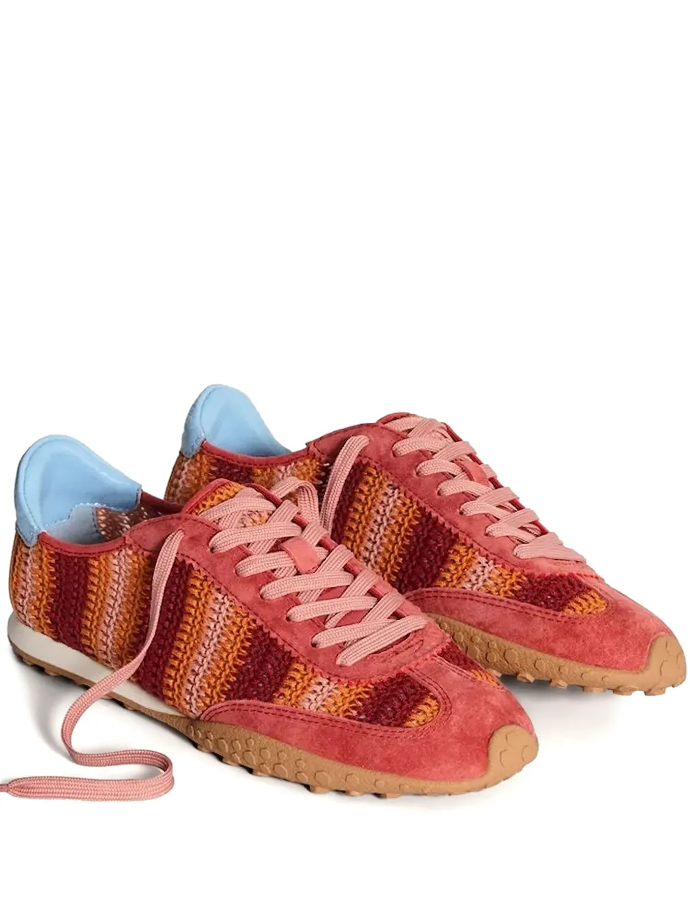 Hoff Bird striped crochet sneakers Orange