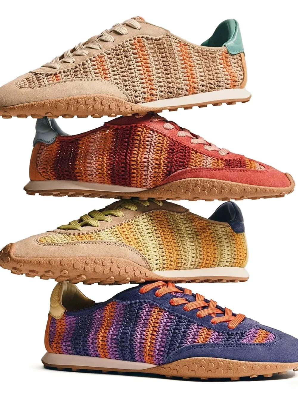 Hoff Bird gestreepte gehaakte sneakers - Oranje
