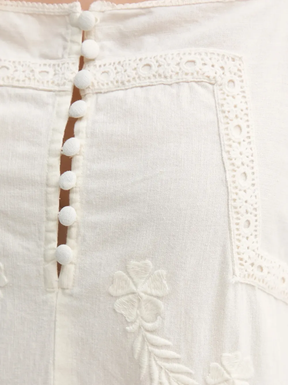 Crochet-Trim Button Dress