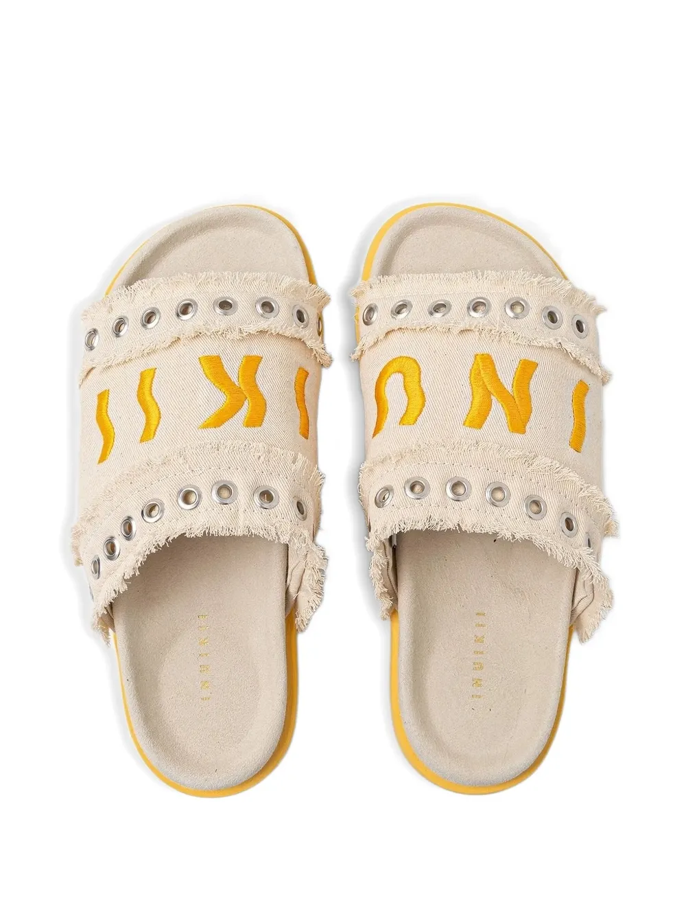 Inuikii Frayed-embellished Flat Sandals In Neutral