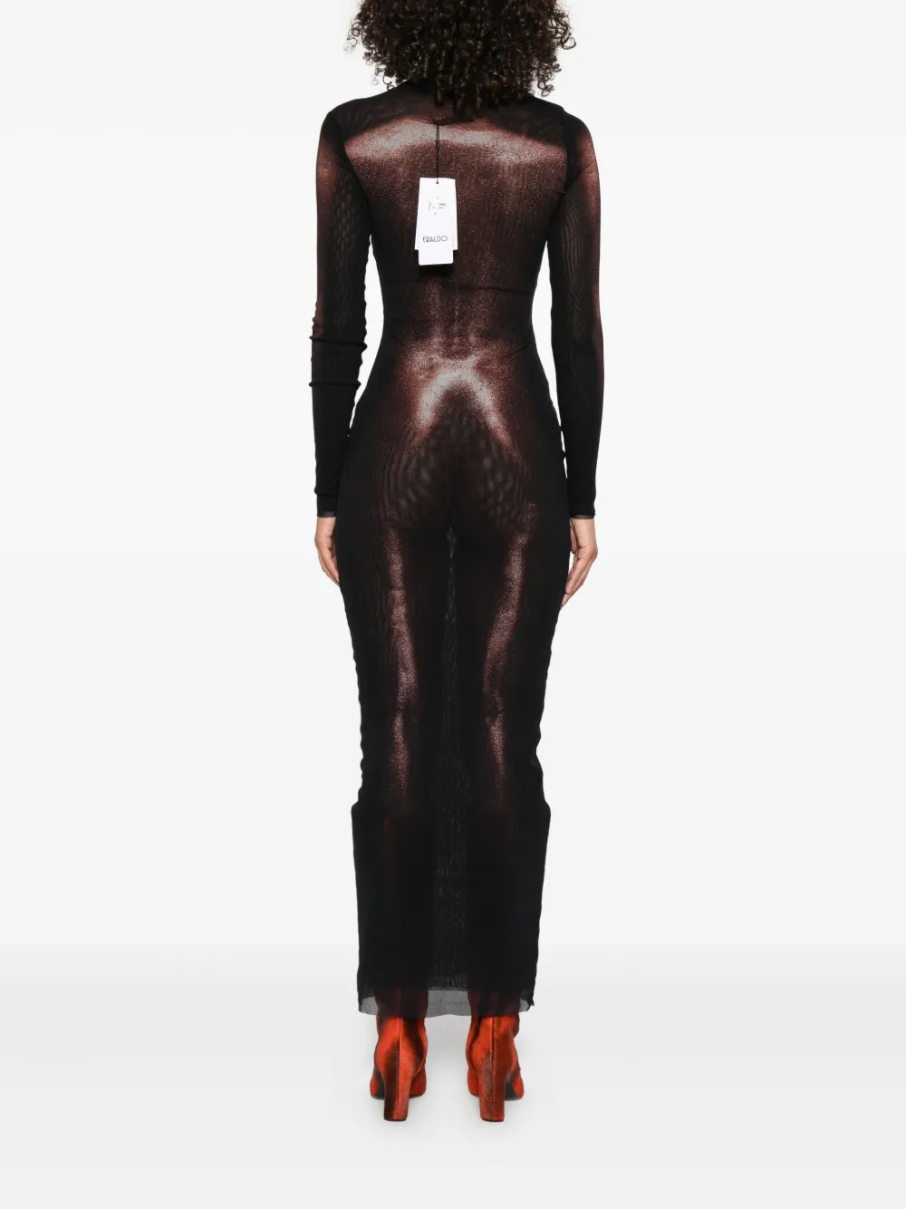 Jean Paul Gaultier Body-print Long Dress In Black
