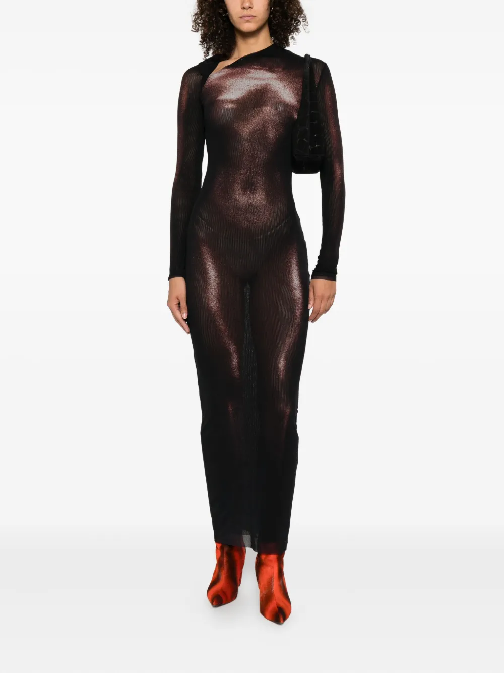 Jean Paul Gaultier Maxi-jurk met print Zwart