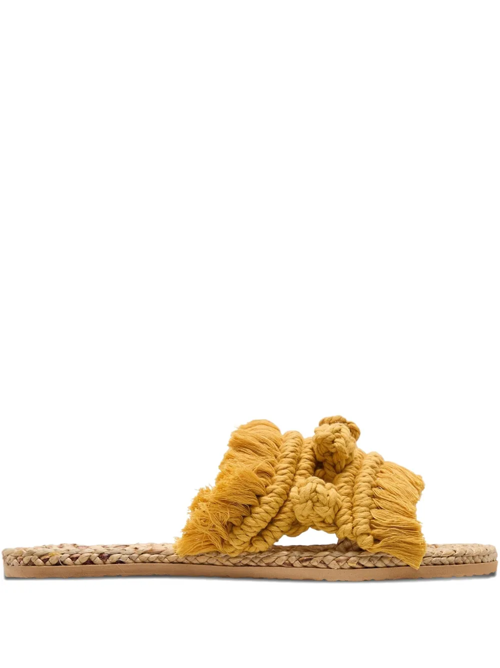 BAANSTRAW macrame fringed sandals Yellow