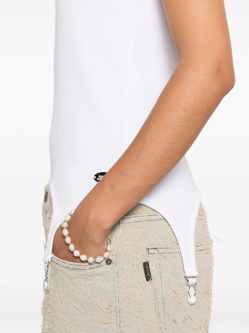 Jean Paul Gaultier Katoenen top met applicatie Wit