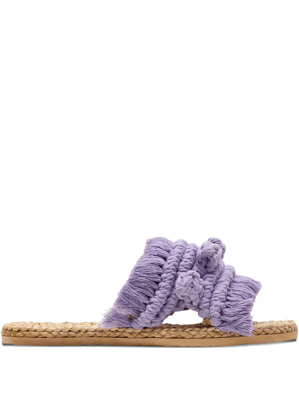 BAANSTRAW macrame fringed sandals Purple