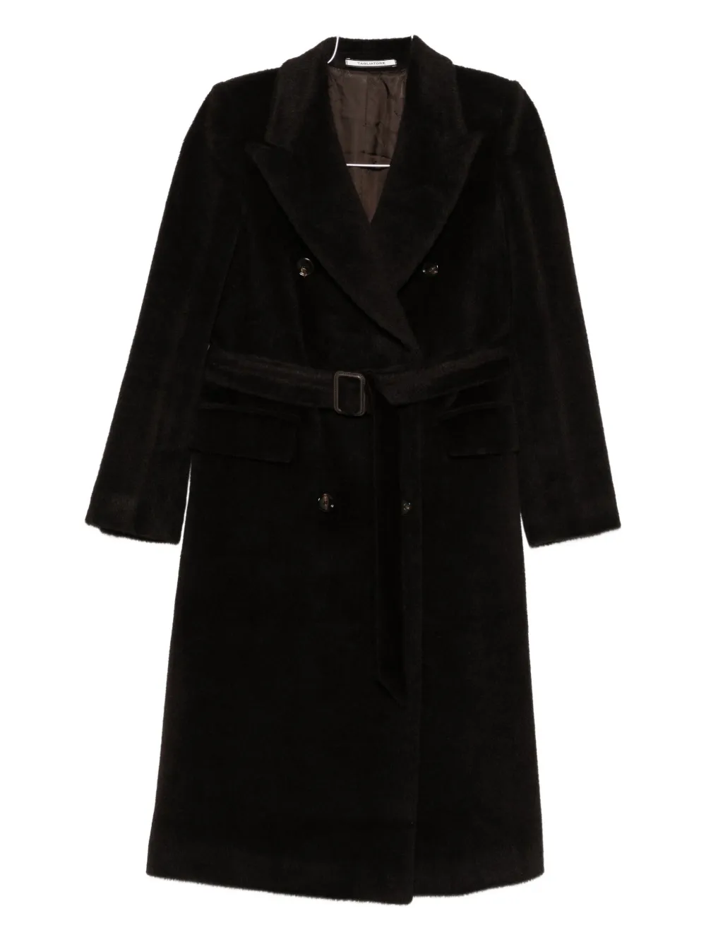 Tagliatore Waist Belted Lapel Buttoned Jacket In Brown