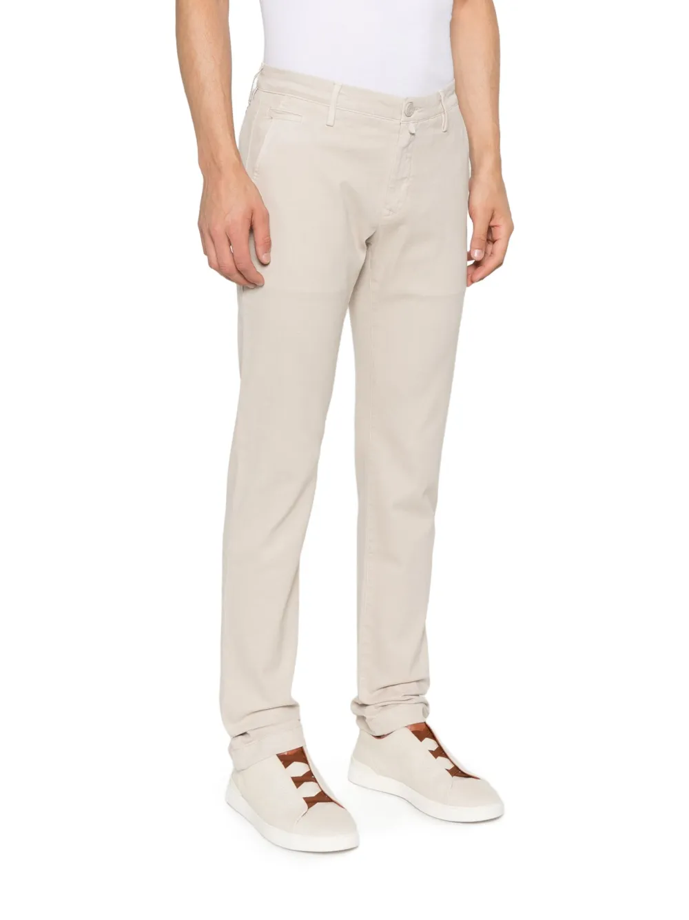 Jacob Cohen Button Fly Straight-leg Trousers In Neutral