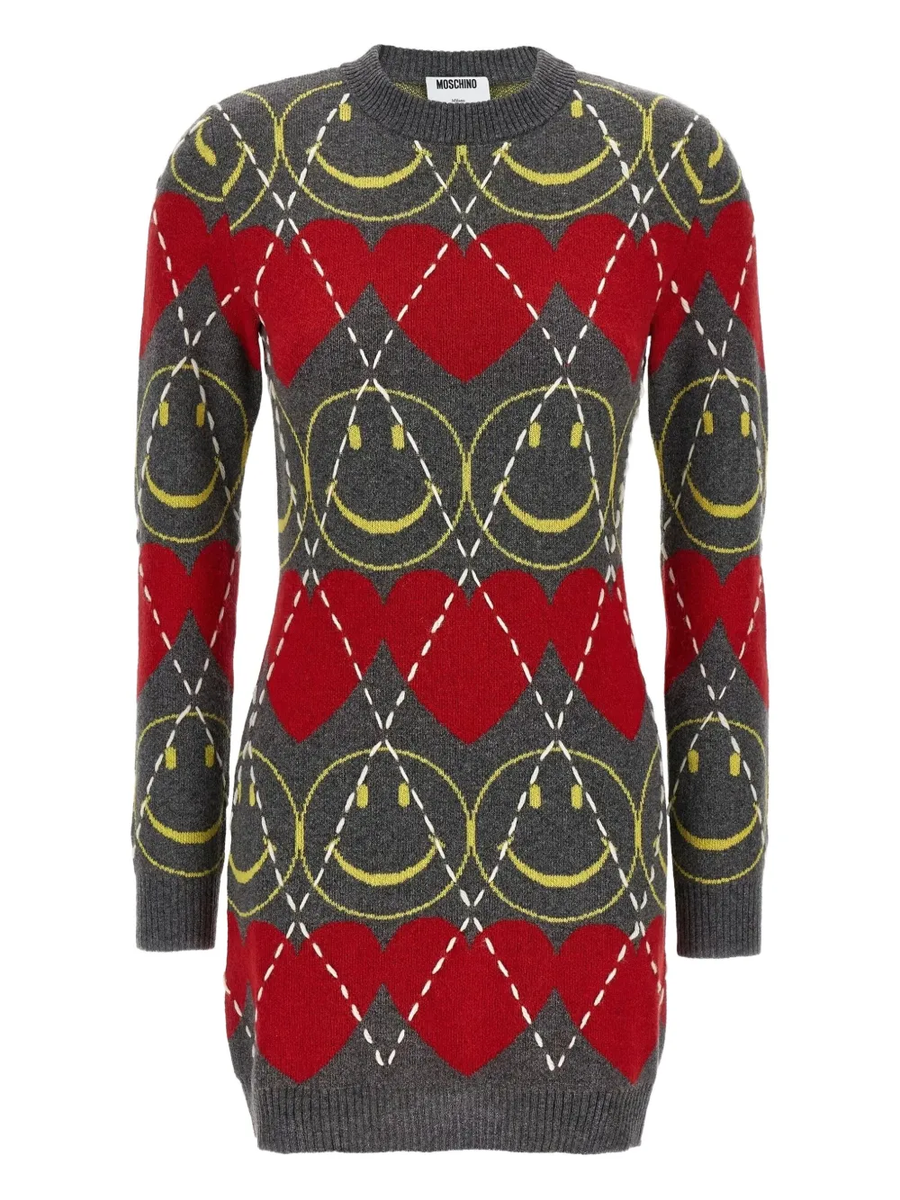 Moschino x Smiley jurk met ronde hals Grijs