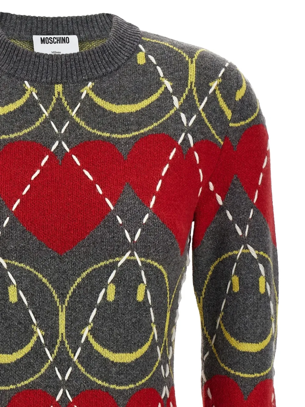 Moschino x Smiley jurk met ronde hals Grijs