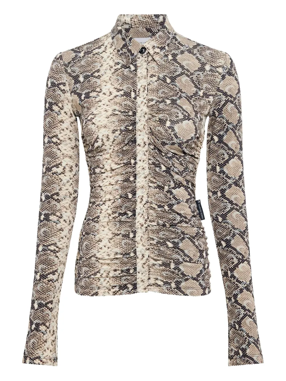 Marine Serre snakeskin-print draped shirt - ブラウン Marine Serre snakeskin-print draped shirt - ブラウン