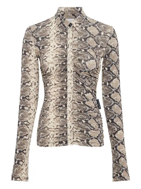 Marine Serre snakeskin-print draped shirt 