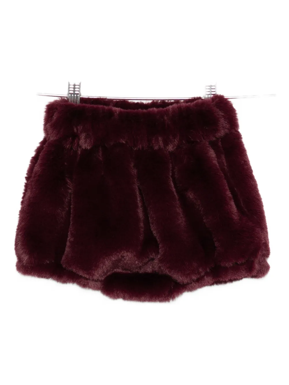 La Stupenderia Faux-fur Shorts In Burgundy
