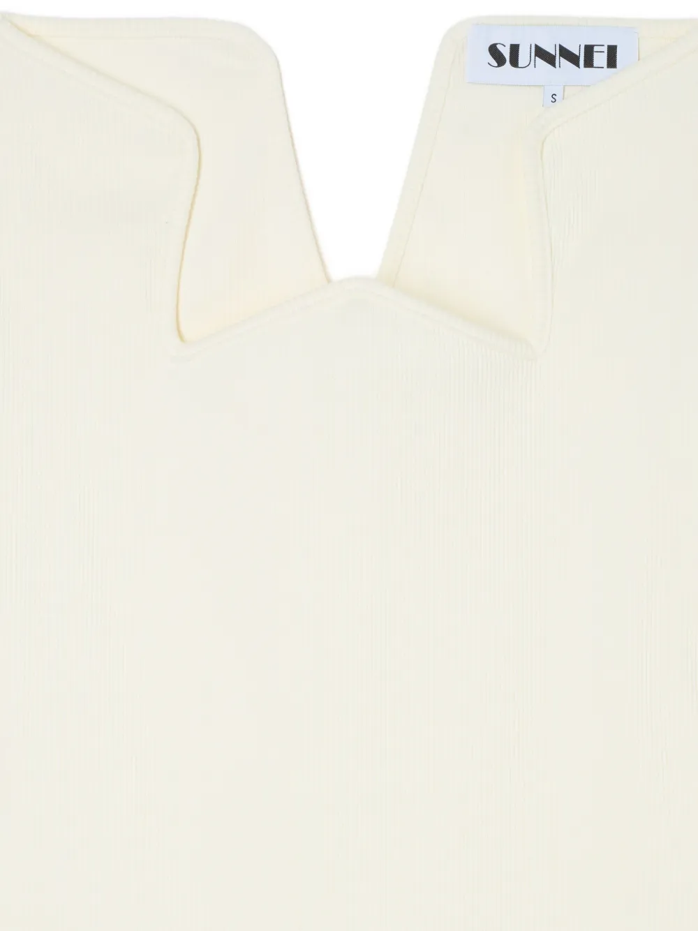 Sunnei Ribbed V-neck T-shirt In Neutral