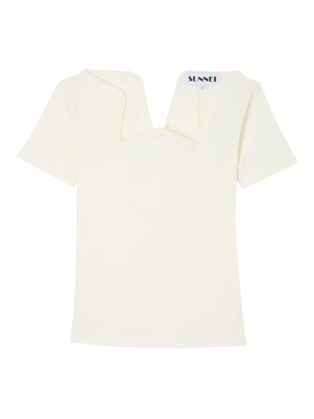 Sunnei ribbed V-neck T-shirt | Neutrals | Image 1