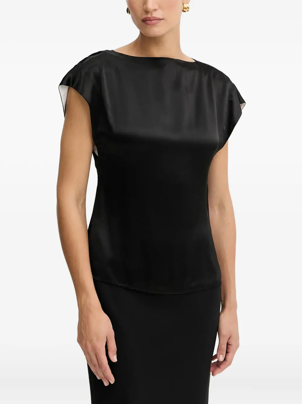 mock-neck blouse