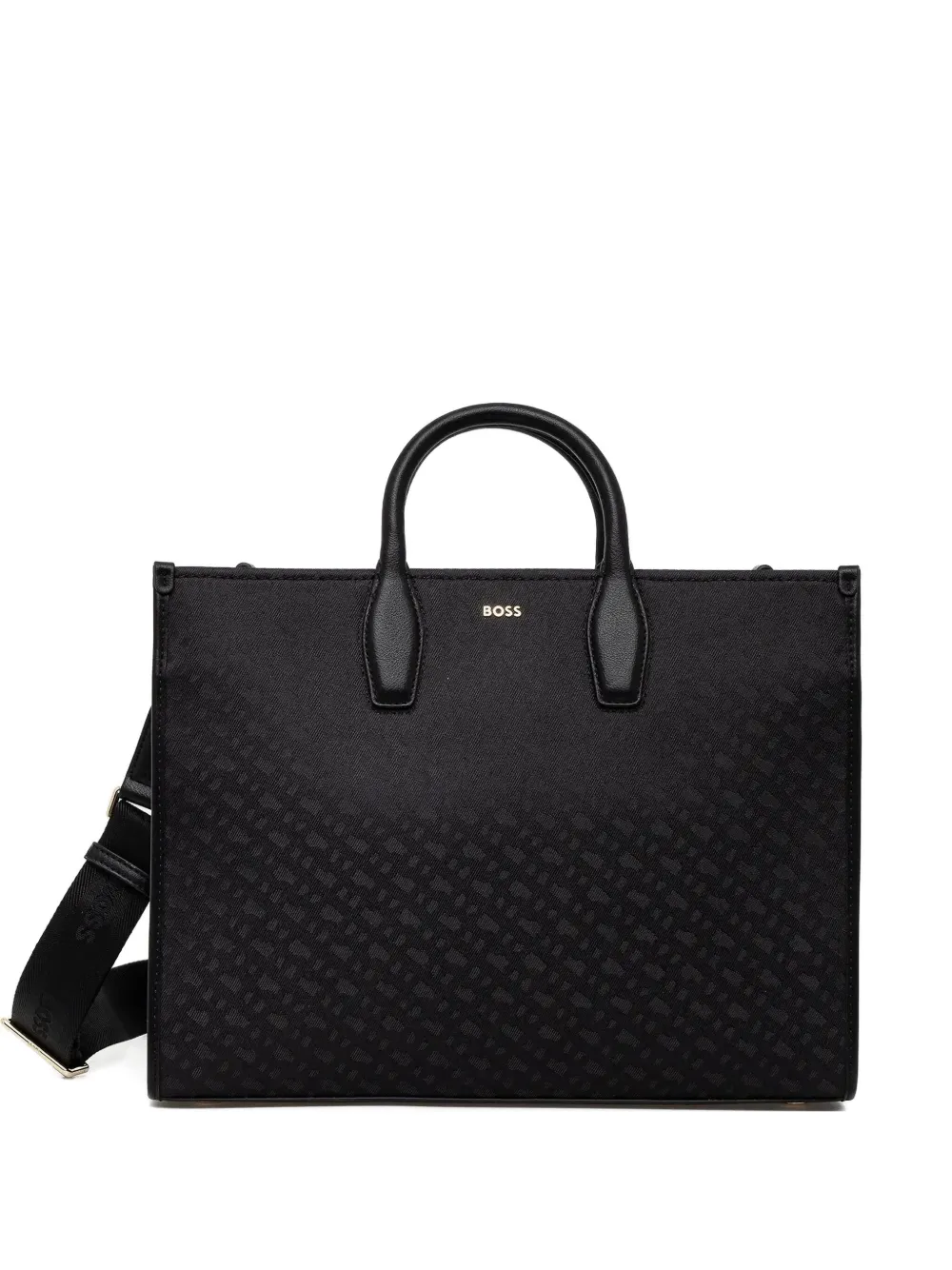 Hugo Boss Logo Monogram Tote Bag In Black