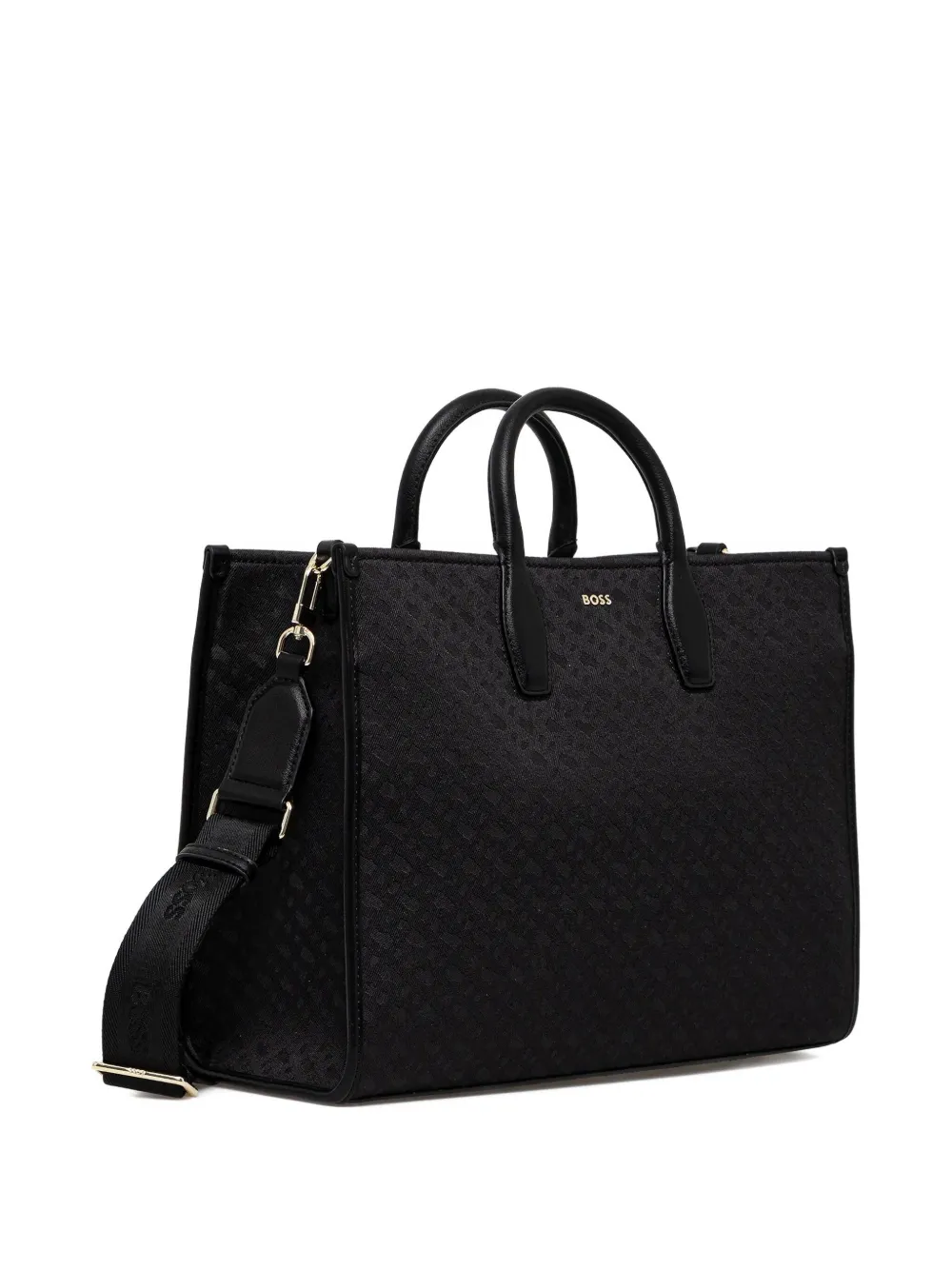 BOSS Shopper met monogram Zwart