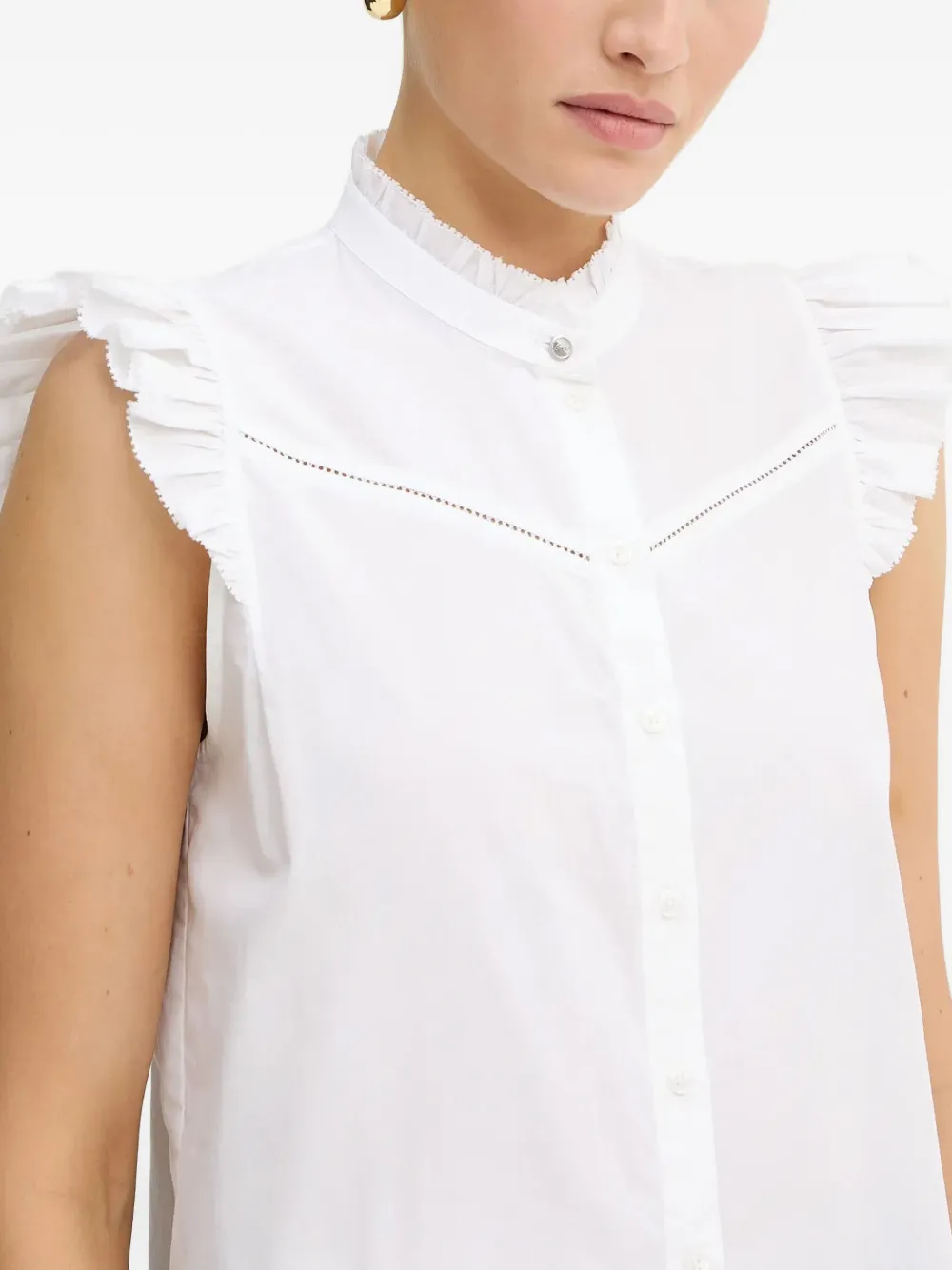 BOSS ruffle-embellished sleeveless top Wit