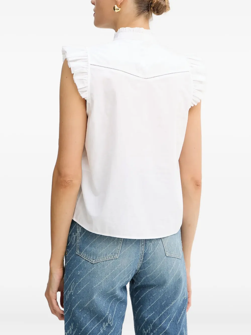 BOSS ruffle-embellished sleeveless top Wit