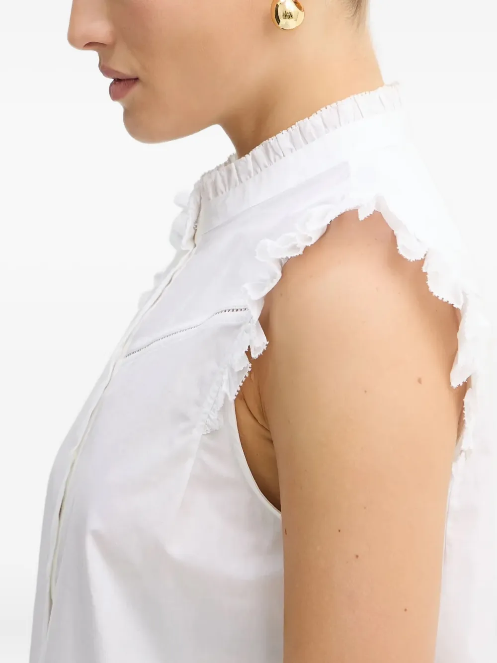 BOSS ruffle-embellished sleeveless top Wit