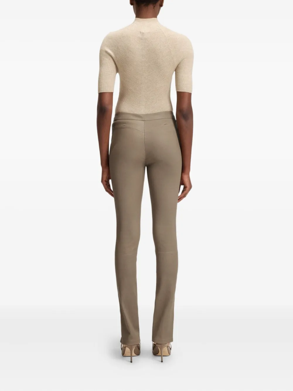 BOSS Leren broek Bruin