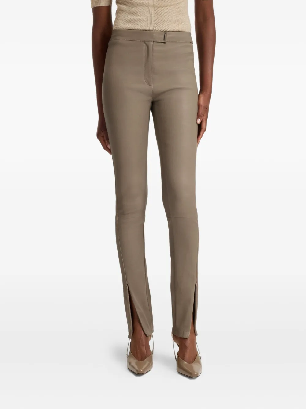 BOSS Leren broek Bruin