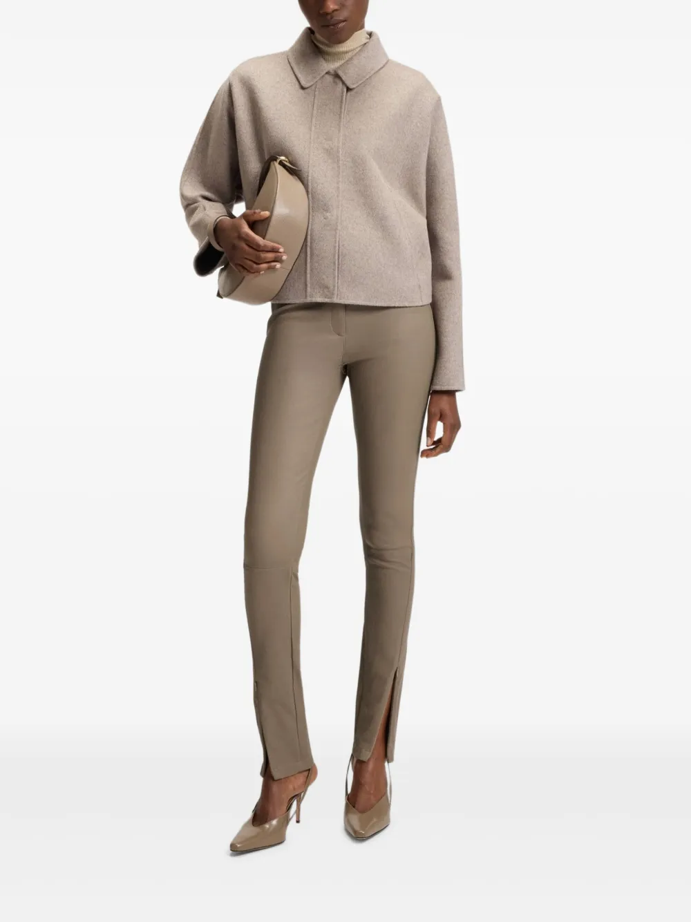 BOSS Leren broek - Bruin