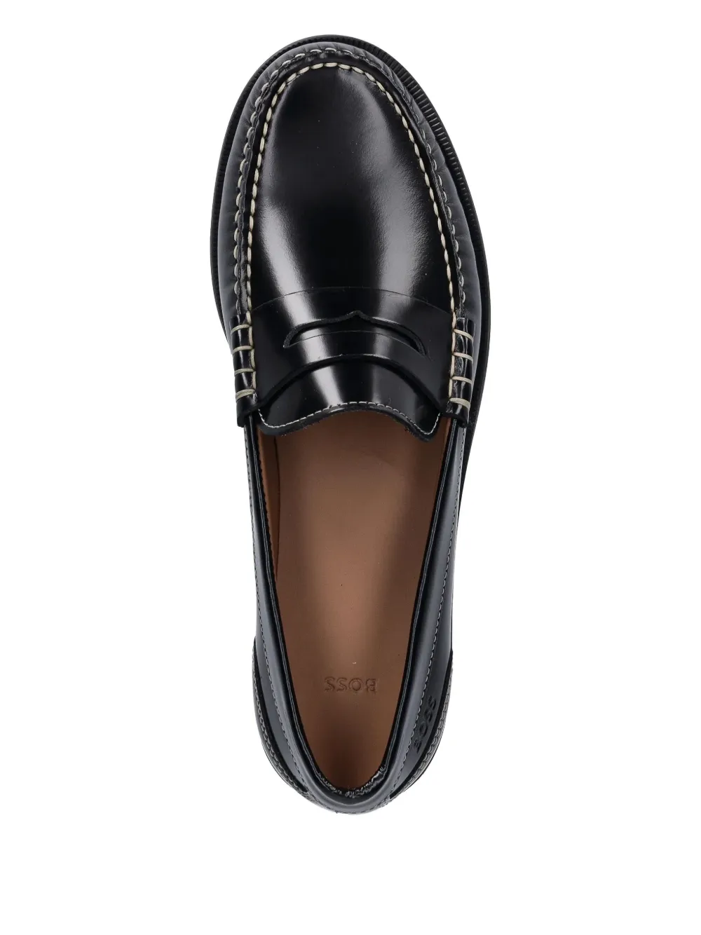 BOSS penny leather loafers Black