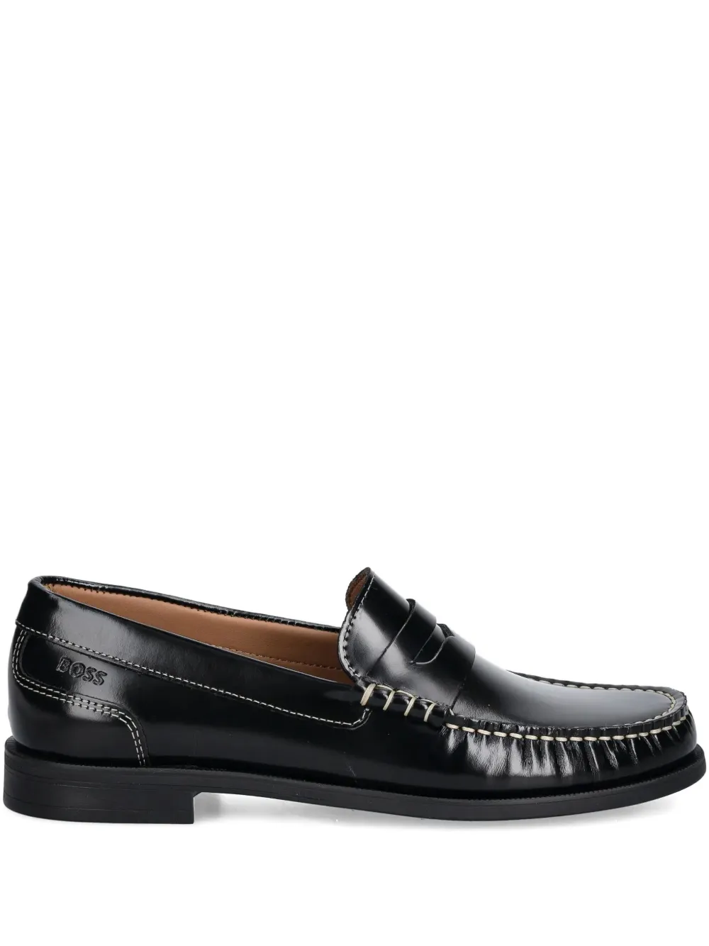 Hugo Boss Penny Leather Loafers In Black