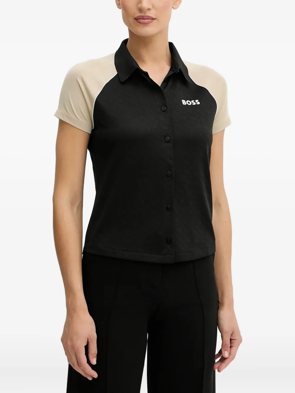 BOSS colour-block short-sleeved shirt | Black | Image 1