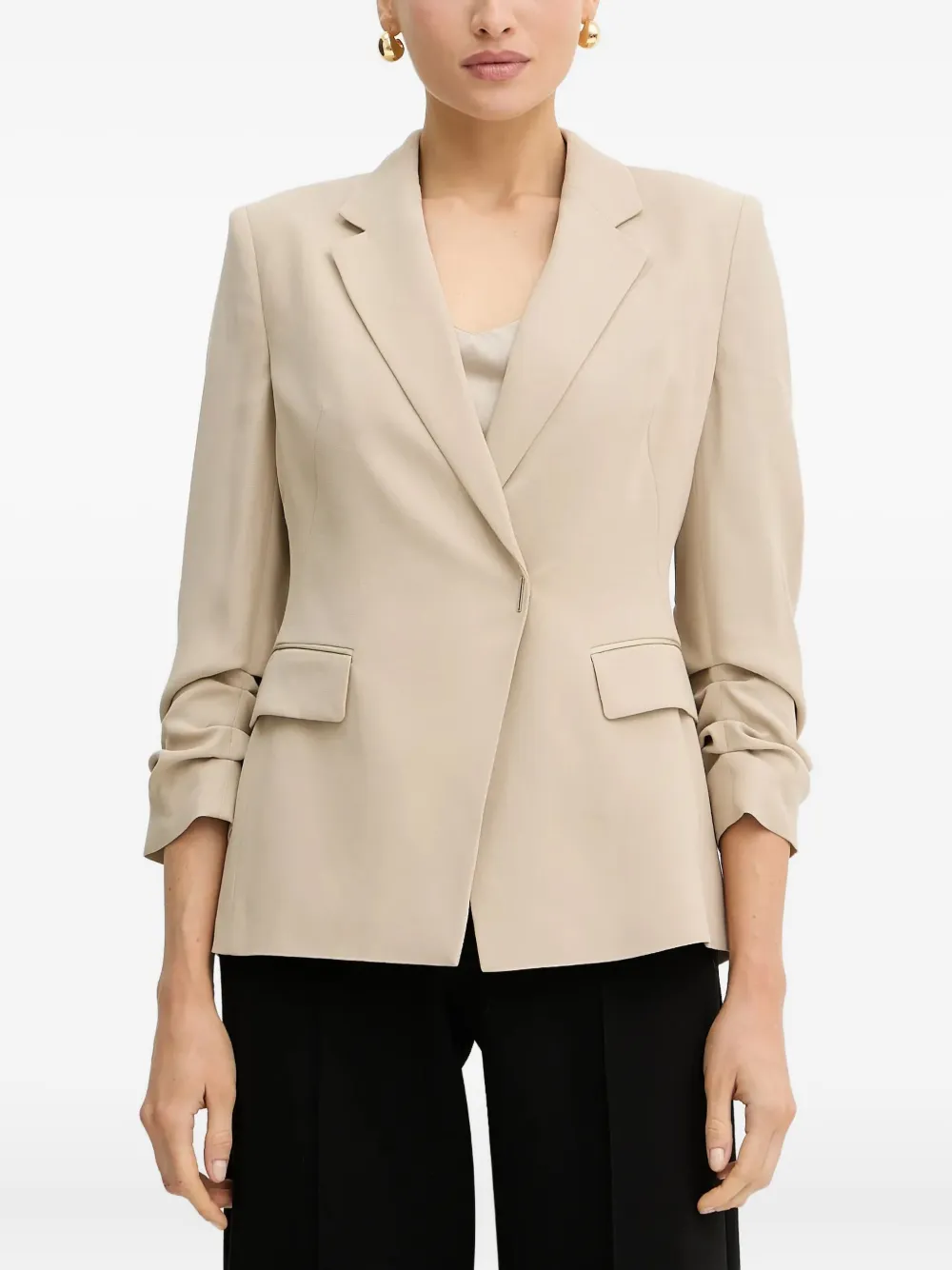 Hugo Boss Three-quarter Sleeve Blazer In Neutral