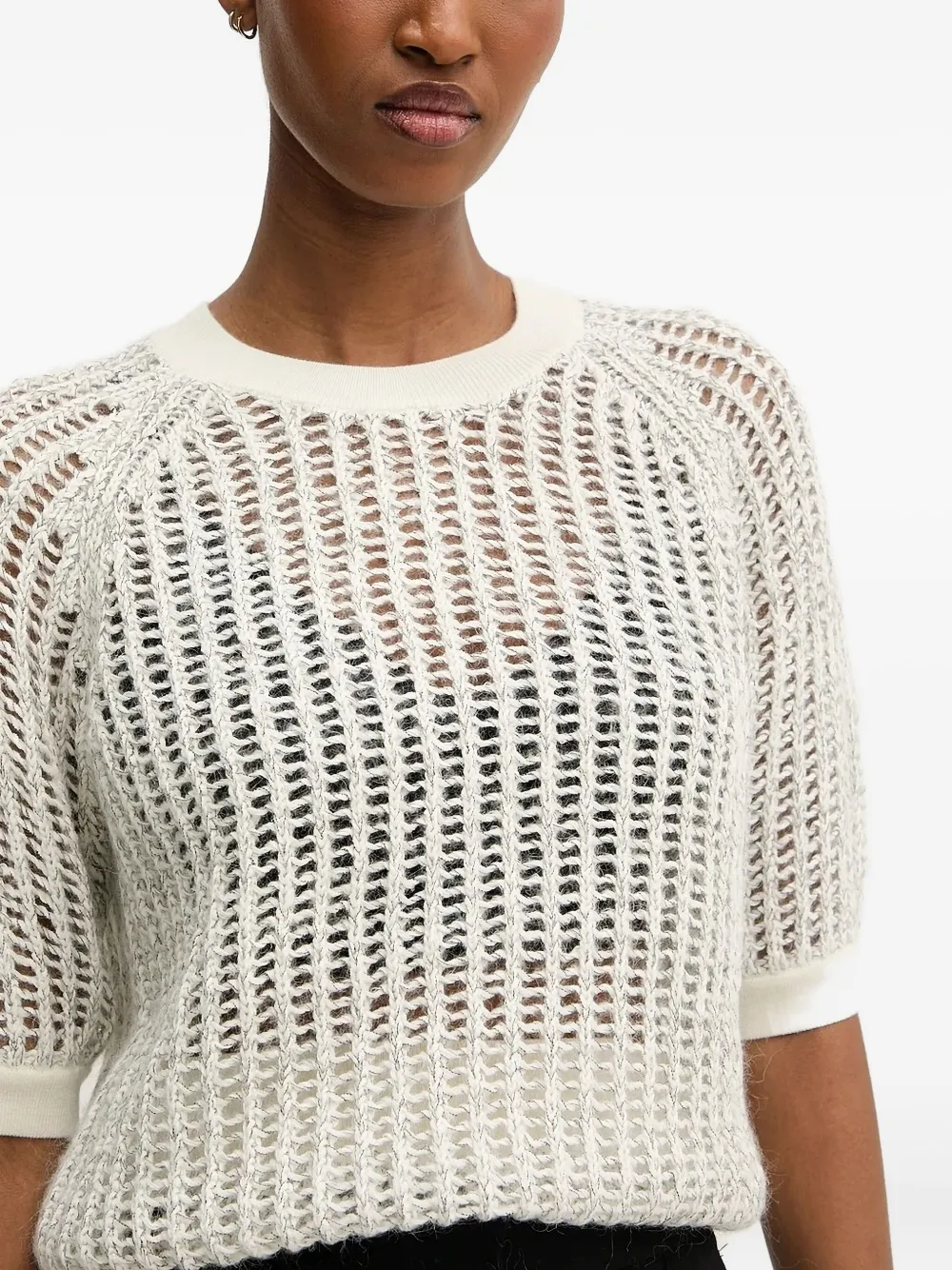 BOSS raglan-sleeve open-knit sweater Wit