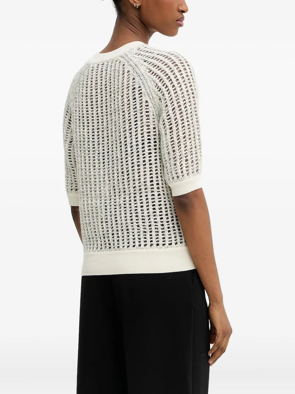 BOSS raglan-sleeve open-knit sweater Wit