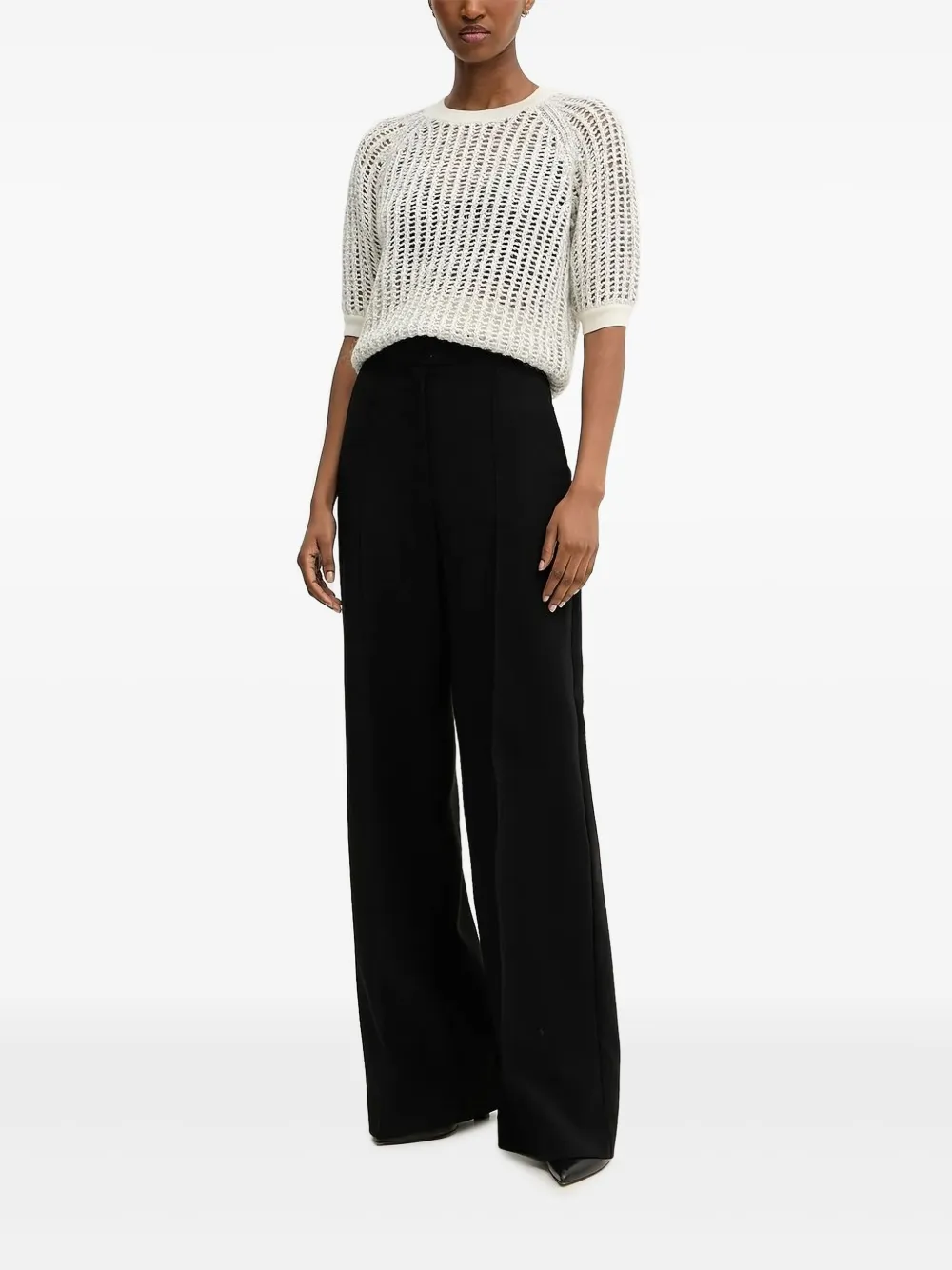 BOSS raglan-sleeve open-knit sweater Wit