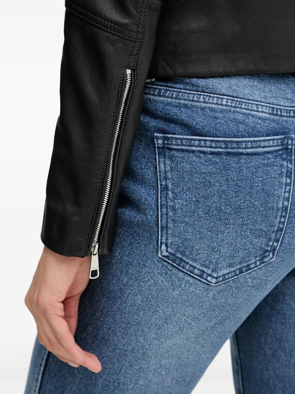 Hugo Boss Saleste Zip-front Panelled Leather Jacket In Black