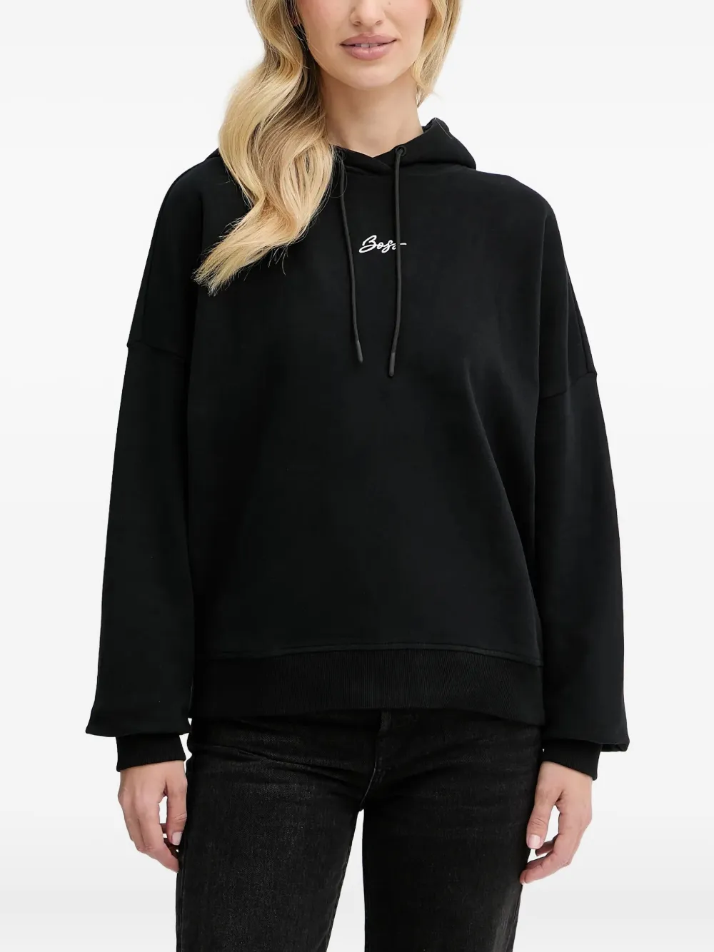 BOSS embroidered-logo hoodie | Black | Image 1