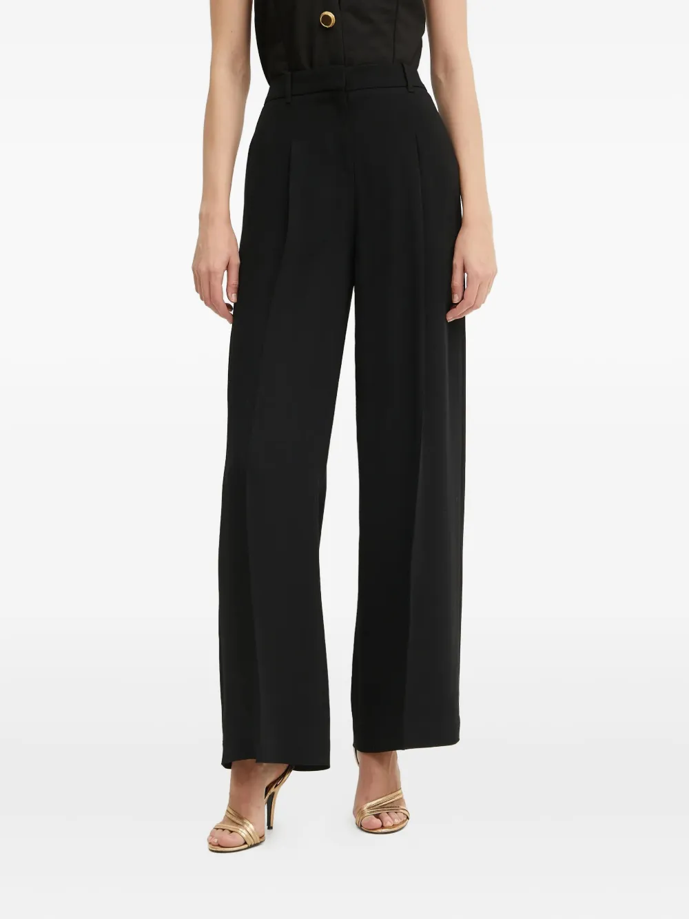 Hugo Boss Pleated Straight Trousers In Black