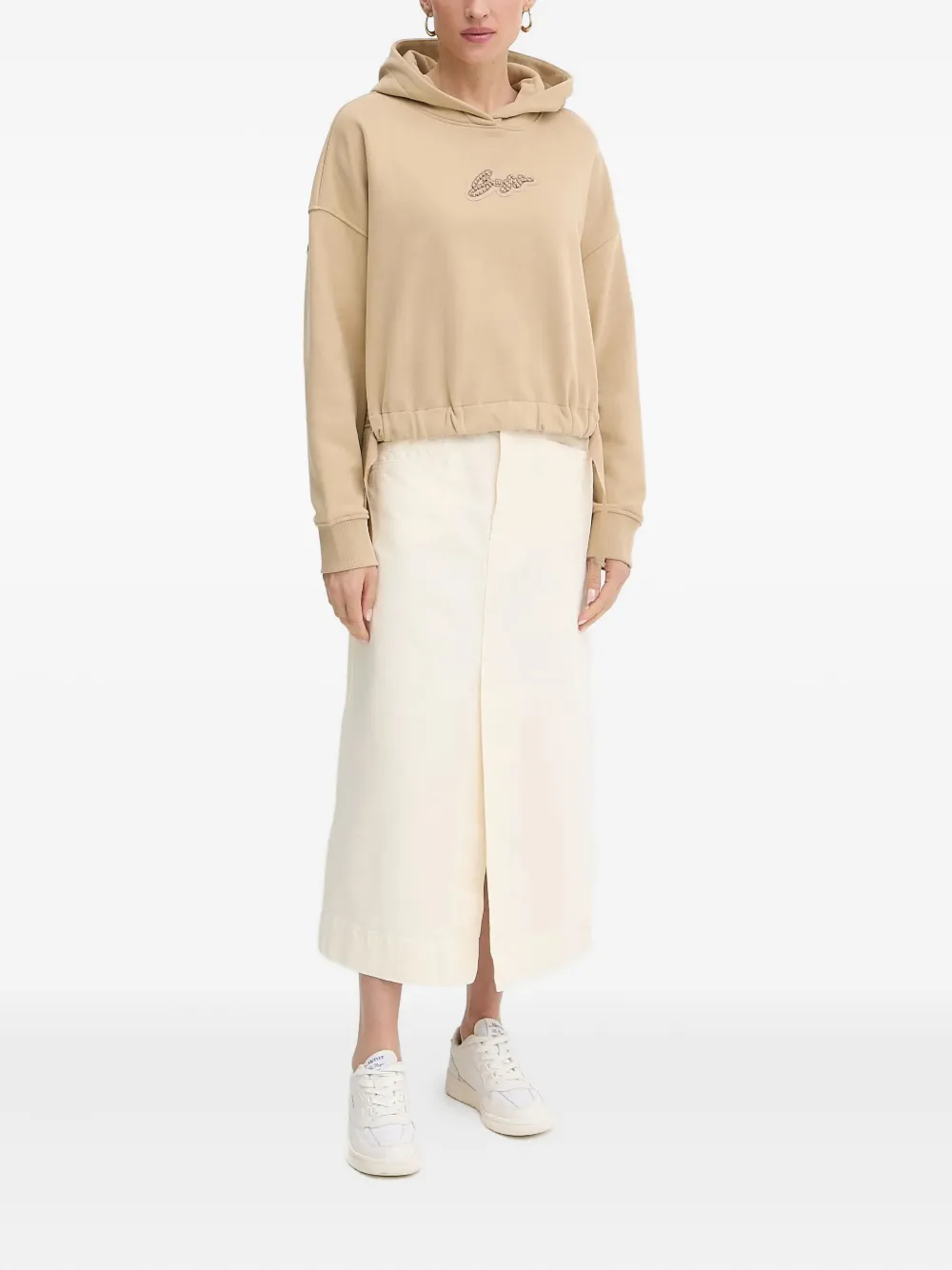 BOSS Hoodie met logo - Beige
